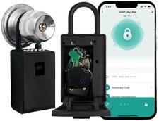 Bluetooth Lock Box for Outside-Combination Lockbox for House Key-Portable/Wall