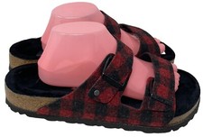 Birkenstock Plaid Red Black Sandals Men's Size 11 Arizona Shearling Wool 44 NEW