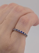 New 925 Sterling Silver BLUE SAPPHIRE BAND RING SIZE 5