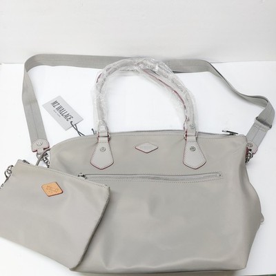 NWT MZ Wallace Goldwell Exclusive Chelsea Tote Bag & Wallet Gray w/ Red Trim