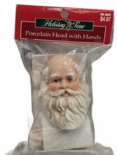 Vtg NOS Porcelain Santa Claus Head w/ Hands Doll Making 162-26, 3.75" Mangelsen