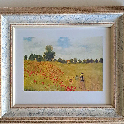 Gerahmtes Bild Claude Monet Mohnfeld Landschaft horizontal 40 x 25,5 cm