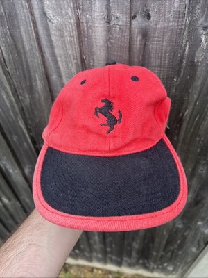 Vintage Ferrari Herren rot zweifarbig Logo Racing verstellbarer Strapback Cap 90er
