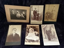 Lot Of 6 Antique Photographs Families Kids Black White