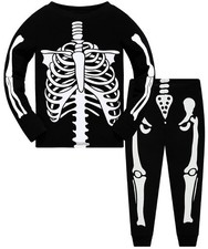 Glow in The Dark Skeleton Pajamas Boys Girls 3T, 01 Skeleton/Glow-in-the-dark