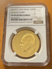 Israel 1996 Gold 1 oz 20 New Sheqalim NGC PF69UC Yitzhak Rabin 3098.26 per troy oz