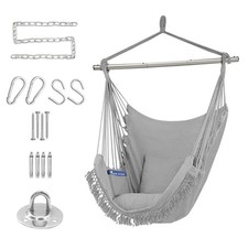 Hammock Chair Hanging Rope Swing Max 500lbs, 2 Seat Cushions Included, Hangin...