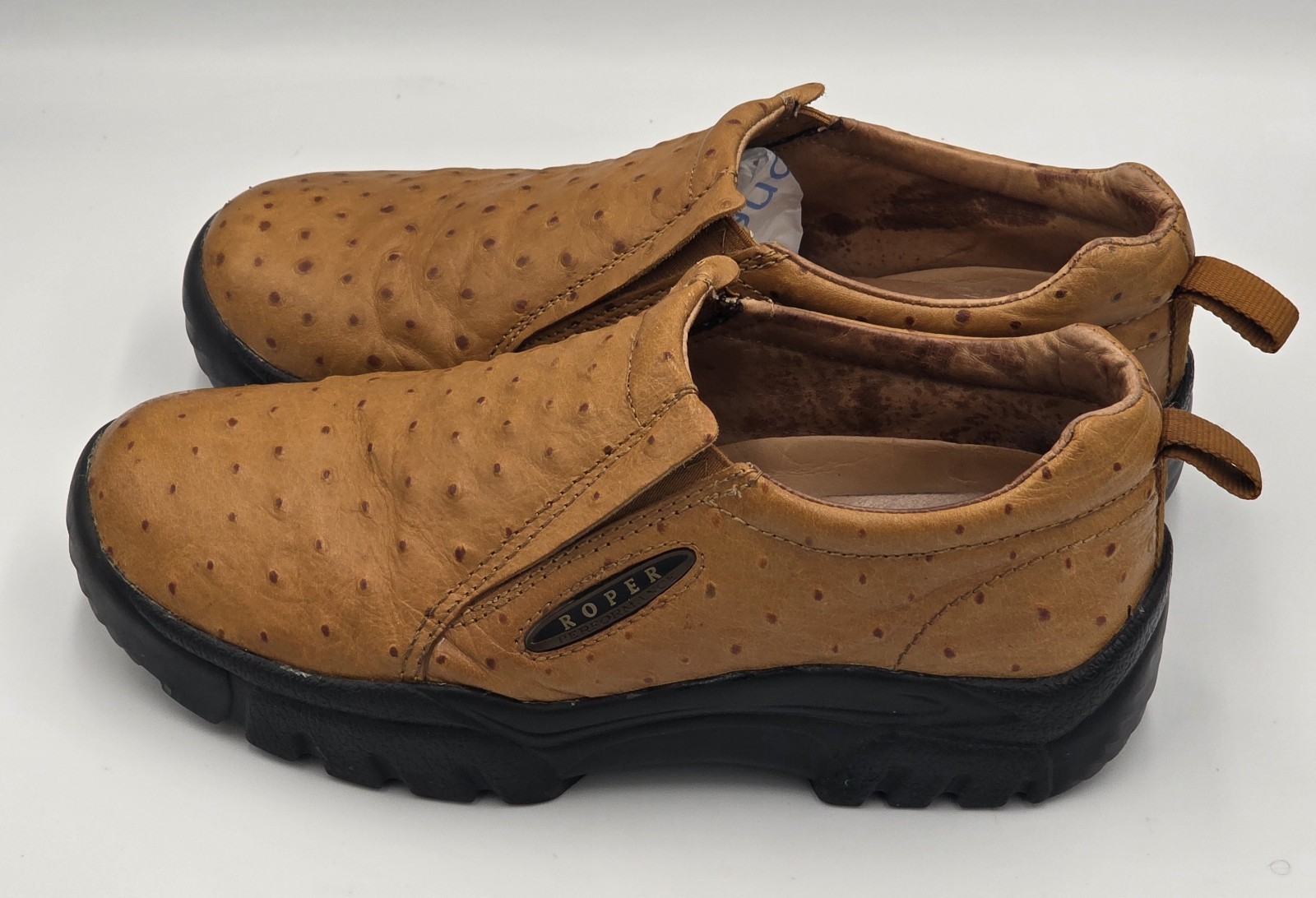 Roper Men's 9 Leather Performance Slip-On Ostrich… - image 5