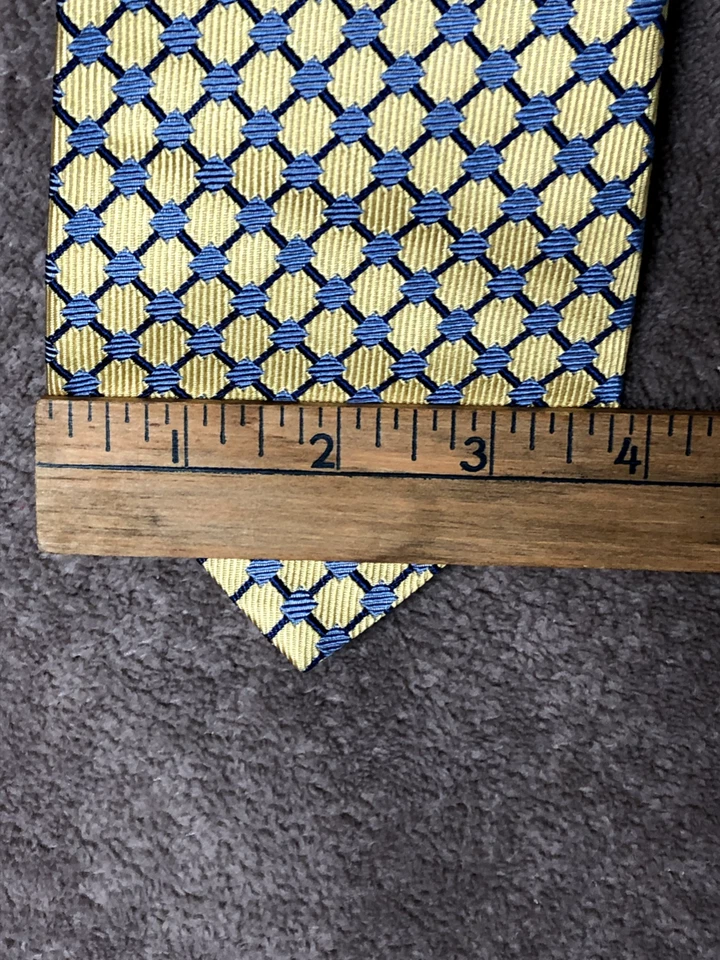 Corbata Turnbull & Asser Neiman Marcus Para Hombres Amarilla Toda Seda Hecha a Mano Inglaterra Foto 3 de 4