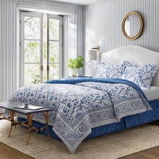 Laura Ashley - King Comforter Set, Soft  Reversible Cotton Bed Set, 4 Piece