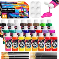 24 Farben Acrylfarben - Set, 12 Pinseln, 1 Palette, Ungiftig, Wasserdicht