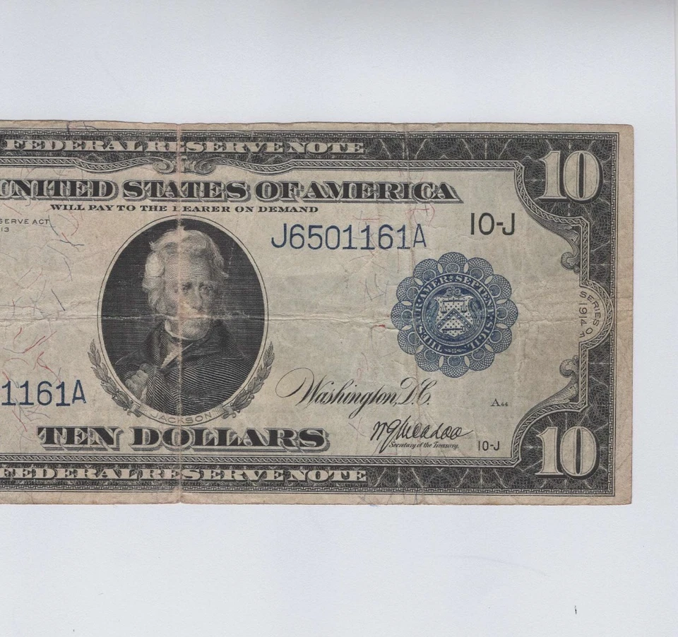 1914  FEDERAL RESERVE NOTE.  $10.00. Fr 940. KANSAS DISTRICT. LOOK!!!! - Image 3 of 4