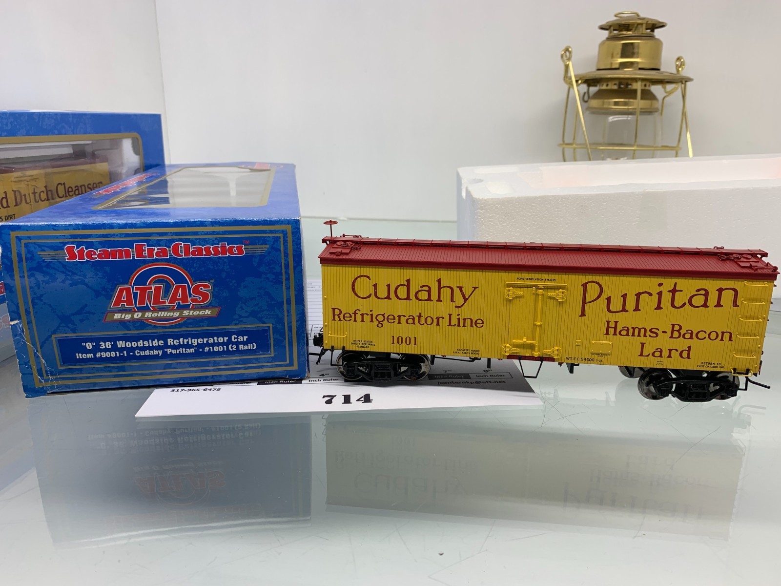 714 Atlas 36' Wood Refrig. Car Cudahy Line Puritan Ham Plastic O Scale 2 Rail