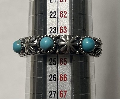 MCGI Sterling Silver 925 Turquoise Floral Design Ring Size 10.75