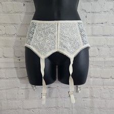 Vtg USA 60s Open Bottom 4 Garter Girdle sz 24 Lace panel Lot of 3 Irregular L4
