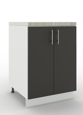 JD Greta Adjustable Kitchen Base Unit 600mm Cabinet Dark Grey Matt With Worktop