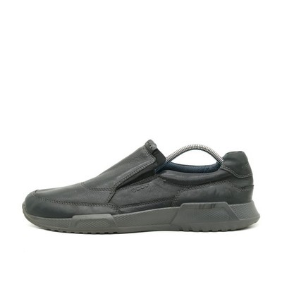 ECCO Herren Schuhe EU 46 Komfort Slipper Grau Leder Rutschfest Casual