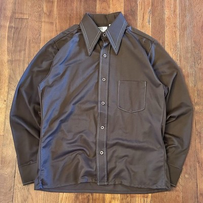 Vintage Montgomery Ward  70s Western Cowboy Brown Button Down Shirt M