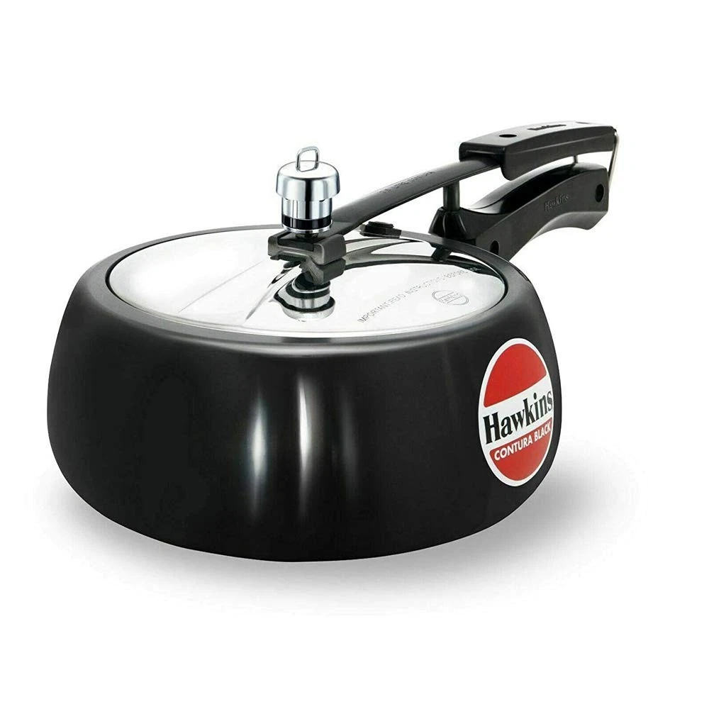Hawkins 3.7 Quart Black Pressure Cooker Hard Anodised Stainless Steel Lid