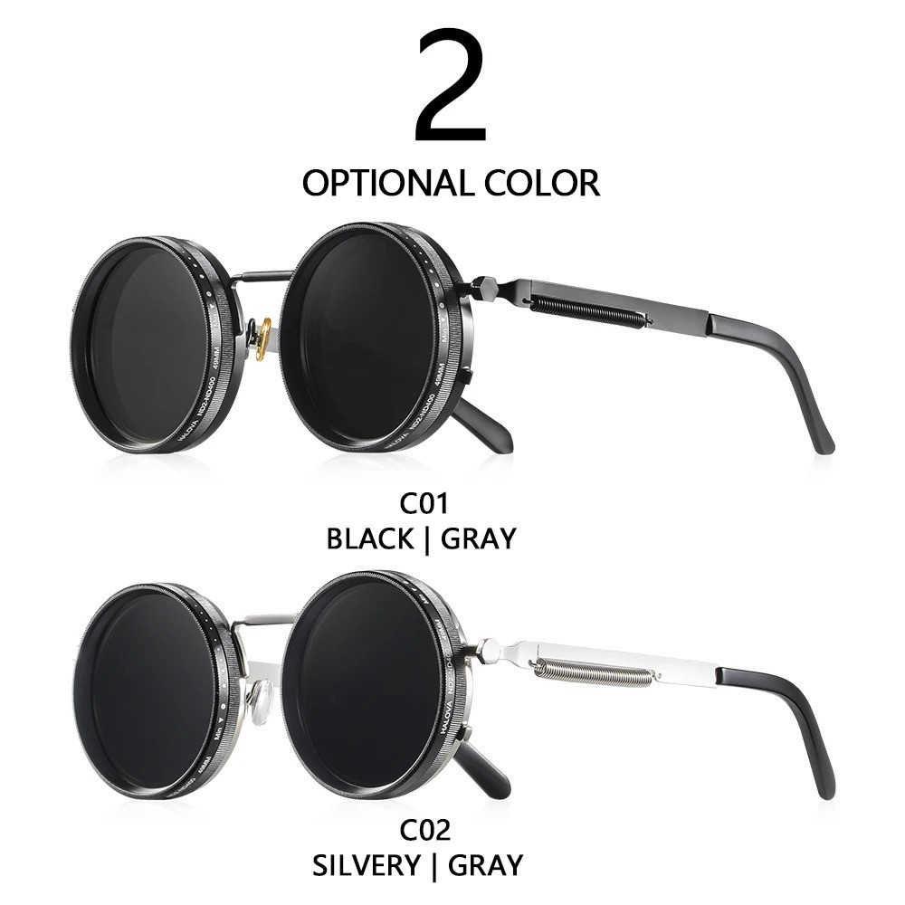 CRIXALIS Polarized Round Sunglasses ND9 Adjustable Dimming Men Women image 7