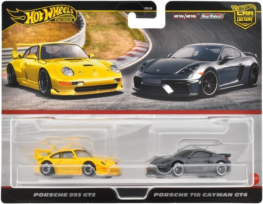 Hot Wheels Premium Car Culture Porsche 993 GT2 + Porsche 718 Cayman GT4 Car Set