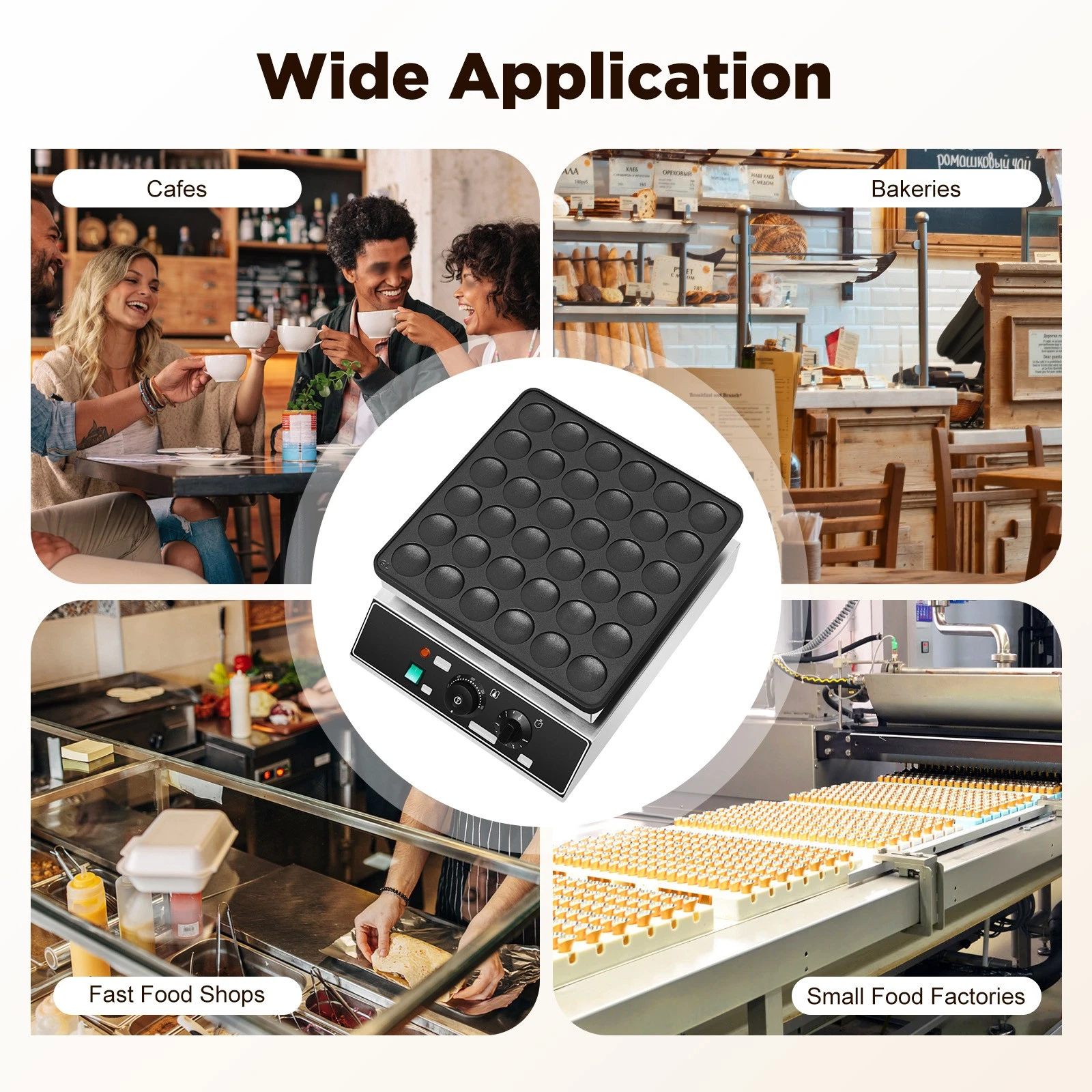 Mini Dutch Pancake Baker 36PCS Commercial Electric Nonstick Waffle Maker Machine
