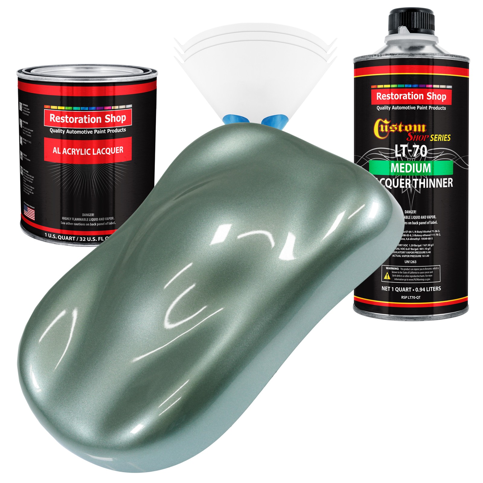 Slate Green Metallic Acrylic Lacquer Auto Paint Kit with Medium Thinner Quart