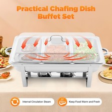 3 Pan Chafer Chafing Dish Sets Stainless Catering Food Warmer 2.5L/0.66Gal *3