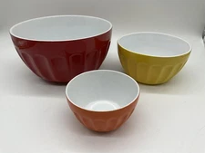 Chefs Mate Mixing Bowls Set of 3 Nesting Stoneware Red Yellow Orange Japan