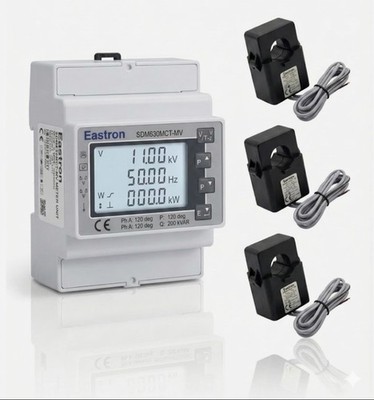 Eastron SDM630MCT-MV 3-Phase MID Meter + 3×100A CT Clamps   RS485 Modbus