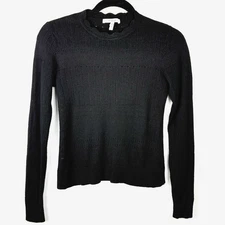 Derek Lam 10 Crosby Wool Cashmere Sweater M Black Quiet Luxury Scalloped Collar
