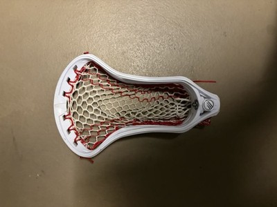 Warrior Strung Lacrosse Head White Mesh with Red Stringing White/Red
