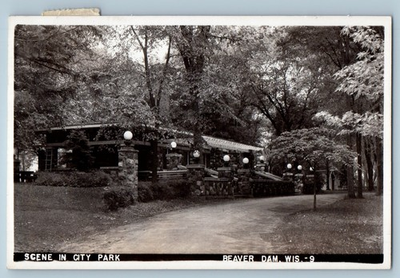 #ad #ad 1949 Scene In City Park Beaver Dam Wisconsin WI RPPC Photo Vintage Postcard $19.47