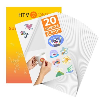 HTVRONT Sublimation Sticker Paper - 20 Pcs Matte Transparent Waterproof Subli...