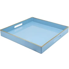 Light Blue Decorative Tray for Living Room Square Modern Plastic Coffee Servi...