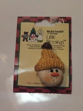 Vintage Little Blessings Resin Snowman Head Pin 1.5" New Christmas Suzi Skoglund