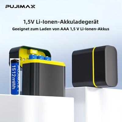 PUJIMAX 4 STK 1512mWh 1,5V AAA Wiederaufladbare Lithiumbatterien mit Ladecase