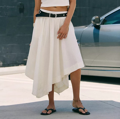 Free People Free-Est Annette Baby Midi Skirt Asymmetrical Cotton Solid XS 288908