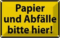 Blechschild 20X30 Cm Papier AbfäLle Bitte Hier Warnschild Hinweisschild Sicherhe