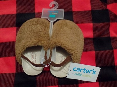 Carter's Child Of Mine Baby Clogs Toddler Boy/Girl Size 5 Brown Fuzzy Shoes New