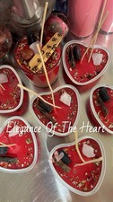 Elegance Of The Heart Red Heart-Shaped Wiccan Candles with Crystals & Herbs