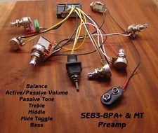 TONE MONSTER SEB3-BPA+ & MT Bass Guitar Preamp Active Passive 6 Pots Mids Toggle