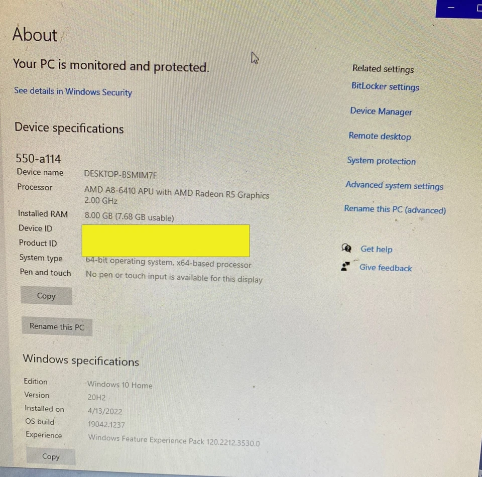 HP Pavilion Desktop Computer 550-a114_AMD A8-6410 CPU @ 2.00 GHz_8GB RAM_1TB HDD - Image 2 of 4