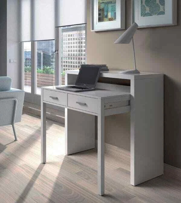 Tressa Artic White Universal Extending Computer Desk Console Dressing Table