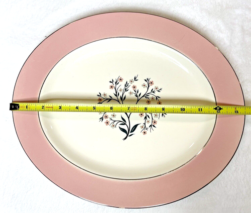 Vintage Cavalier Springtime Homer Laughlin Pink Floral Serving Platter, 13.5” - Picture 4 of 6
