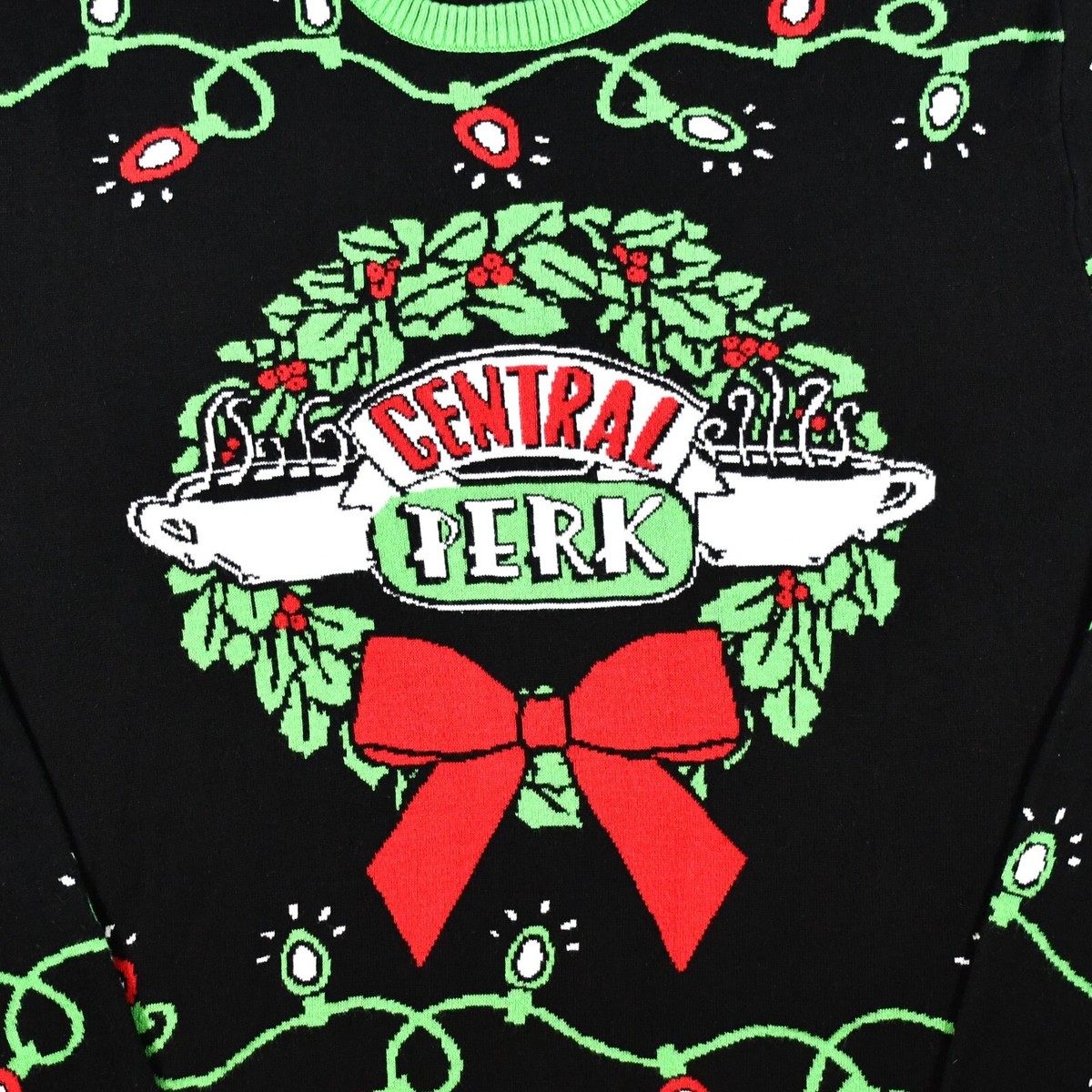 FRIENDS Ugly Christmas Sweater Adult XL CENTRAL PERK Festive Fun Wreath  Lights