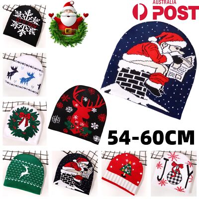 Christmas Knitted Hat Soft Warm Cap Winter Novelty Adults Men Women Xmas Gift AU