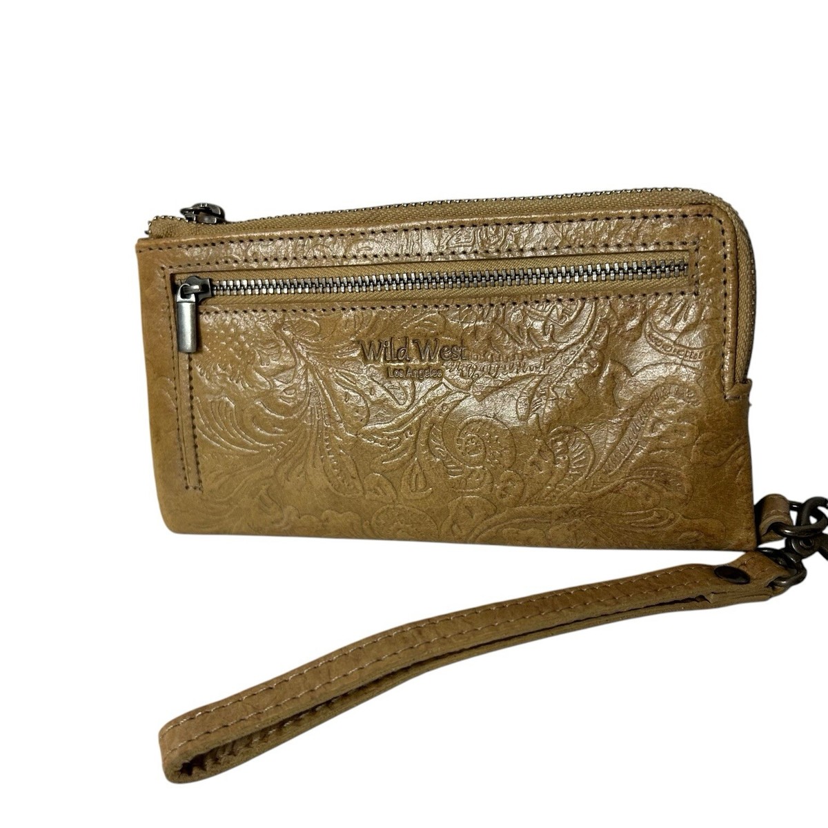 WILD WEST Los Angeles Tooled Genuine Leather Flap Bifold Wallet
