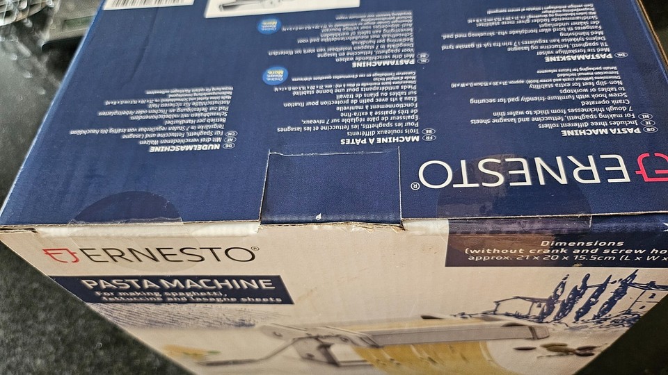 Ernesto Pasta Maker Machine Stainless Steel. Inc 3 Different Rollers