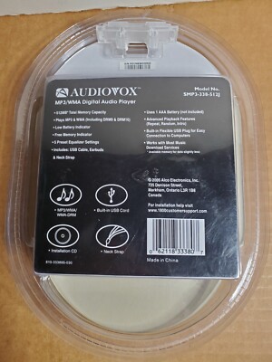 NEW AUDIOVOX 512MB MP3 WMA Player SMP3-338-512J - SEALED PACKAGE